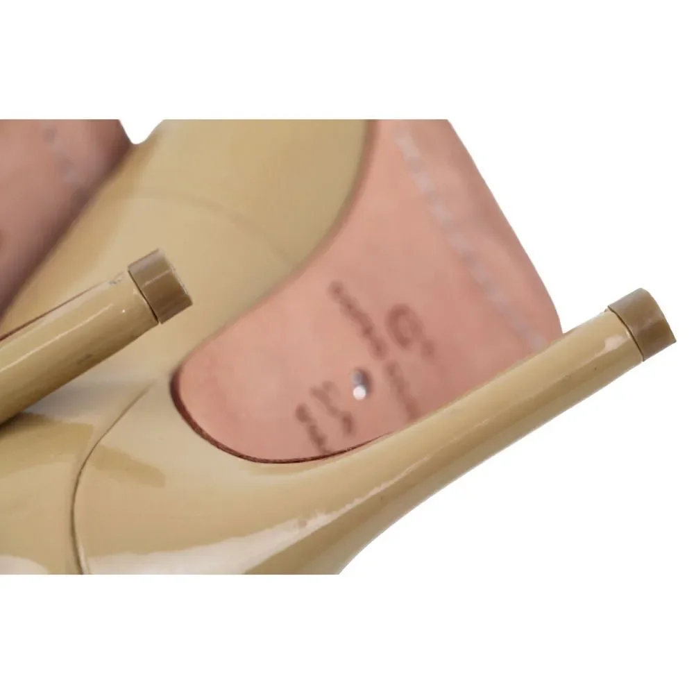 CORSO COMO BEIGE GENUINE LEATHER HIGH HEEL ROUND TOE PUMP WOMEN'S SHOES 9.5 M